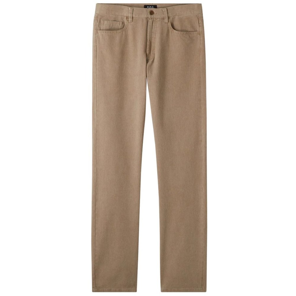 A.P.C. Petit Standard Jean, 5 pocket straight leg jeans in taupe